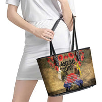 Australia and New Zealand ANZAC Day Leather Tote Bag Kangaroo and Kiwi Bird Soldier-Honor and Remember Vintage Style LT03 - Polynesian Pride
