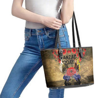 Australia and New Zealand ANZAC Day Leather Tote Bag Kangaroo and Kiwi Bird Soldier-Honor and Remember Vintage Style LT03 - Polynesian Pride