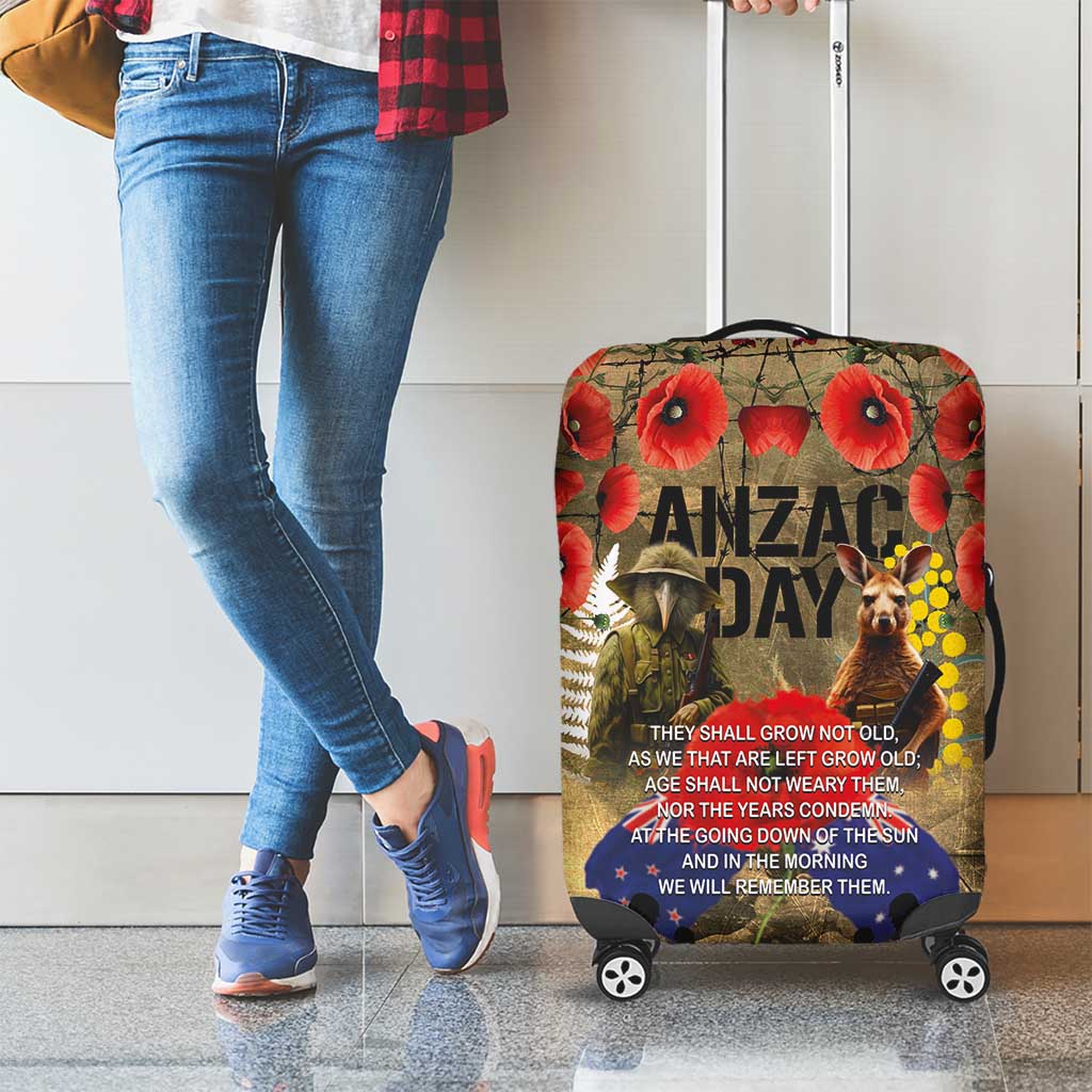 Australia and New Zealand ANZAC Day Luggage Cover Kangaroo and Kiwi Bird Soldier-Honor and Remember Vintage Style LT03 - Polynesian Pride