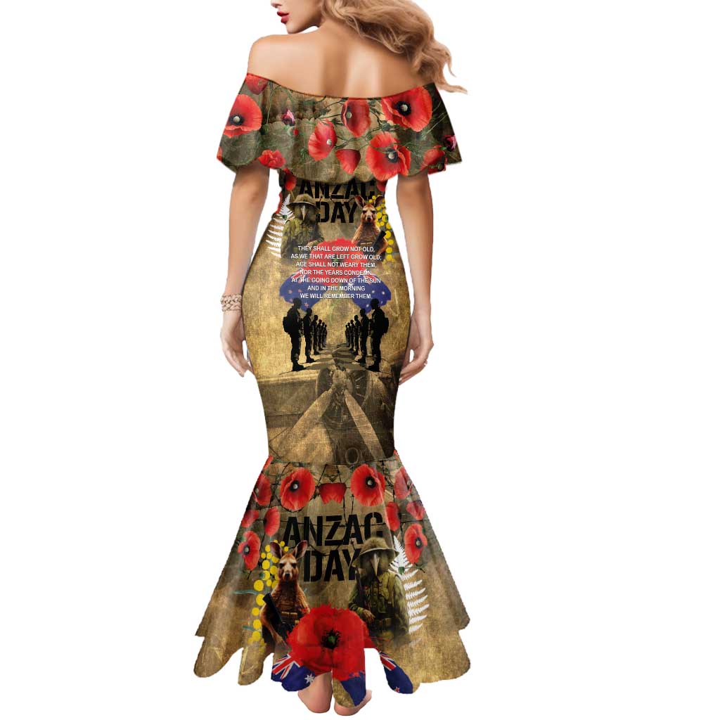 Australia and New Zealand ANZAC Day Mermaid Dress Kangaroo and Kiwi Bird Soldier-Honor and Remember Vintage Style LT03 - Polynesian Pride