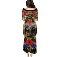 Australia and New Zealand ANZAC Day Puletasi Kangaroo and Kiwi Bird Soldier-Honor and Remember Vintage Style LT03 - Polynesian Pride