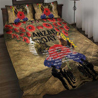 Australia and New Zealand ANZAC Day Quilt Bed Set Kangaroo and Kiwi Bird Soldier-Honor and Remember Vintage Style LT03 Beige - Polynesian Pride