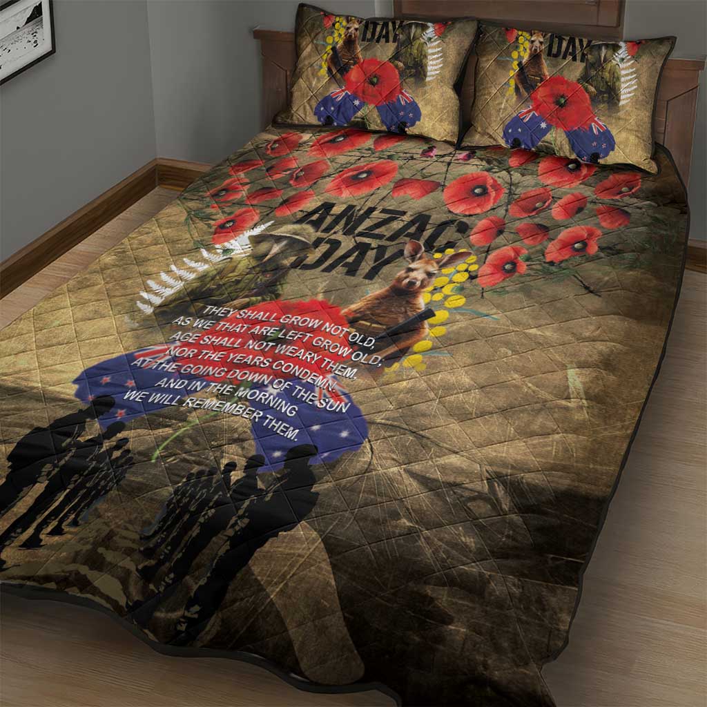 Australia and New Zealand ANZAC Day Quilt Bed Set Kangaroo and Kiwi Bird Soldier-Honor and Remember Vintage Style LT03 - Polynesian Pride