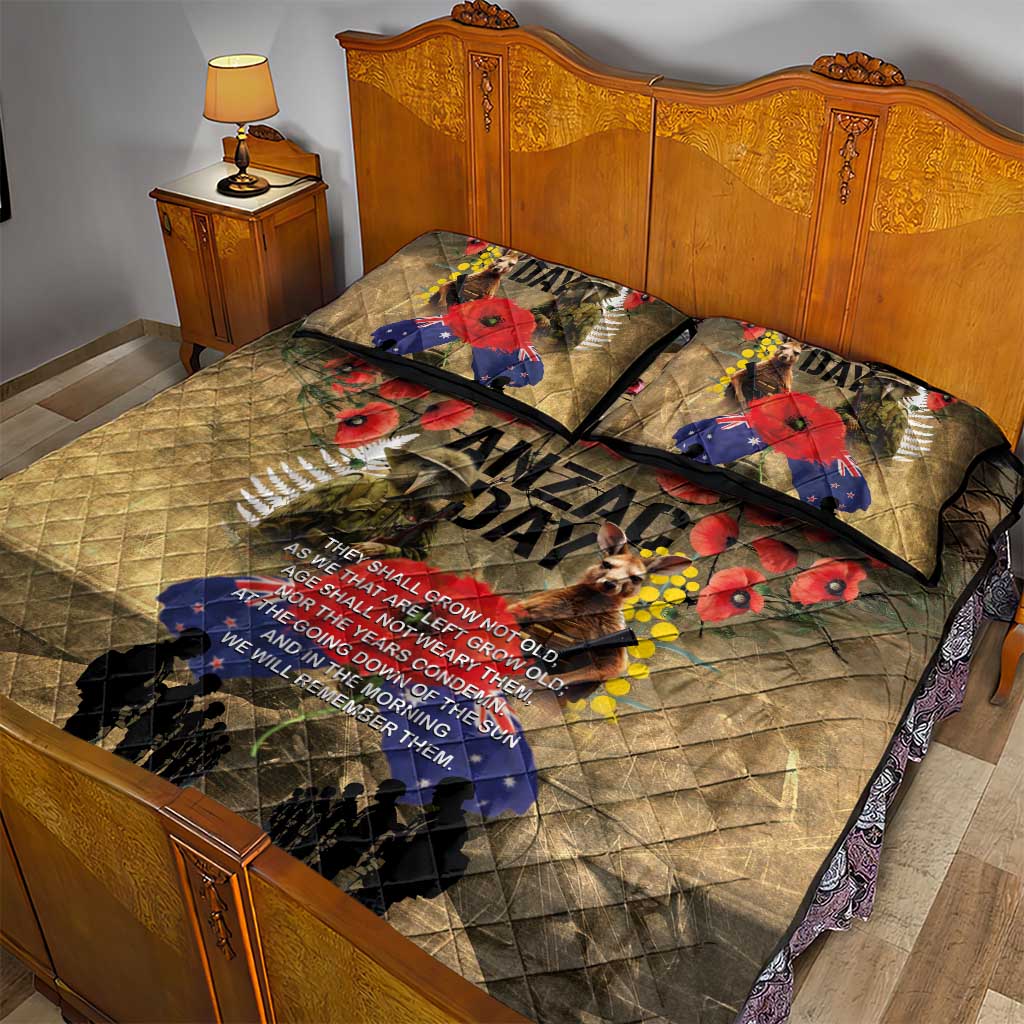 Australia and New Zealand ANZAC Day Quilt Bed Set Kangaroo and Kiwi Bird Soldier-Honor and Remember Vintage Style LT03 - Polynesian Pride