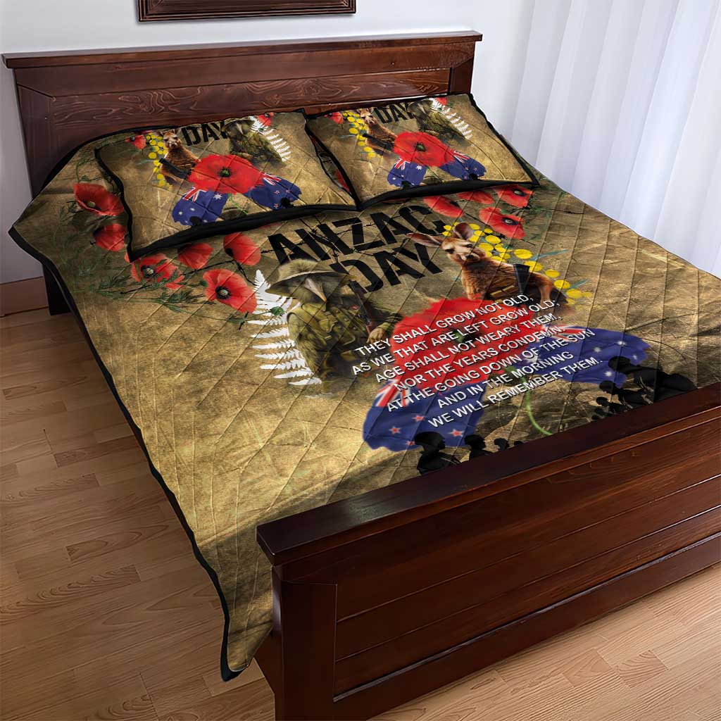 Australia and New Zealand ANZAC Day Quilt Bed Set Kangaroo and Kiwi Bird Soldier-Honor and Remember Vintage Style LT03 - Polynesian Pride