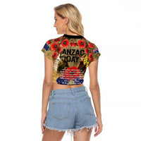 Australia and New Zealand ANZAC Day Raglan Cropped T Shirt Kangaroo and Kiwi Bird Soldier-Honor and Remember Vintage Style LT03 - Polynesian Pride