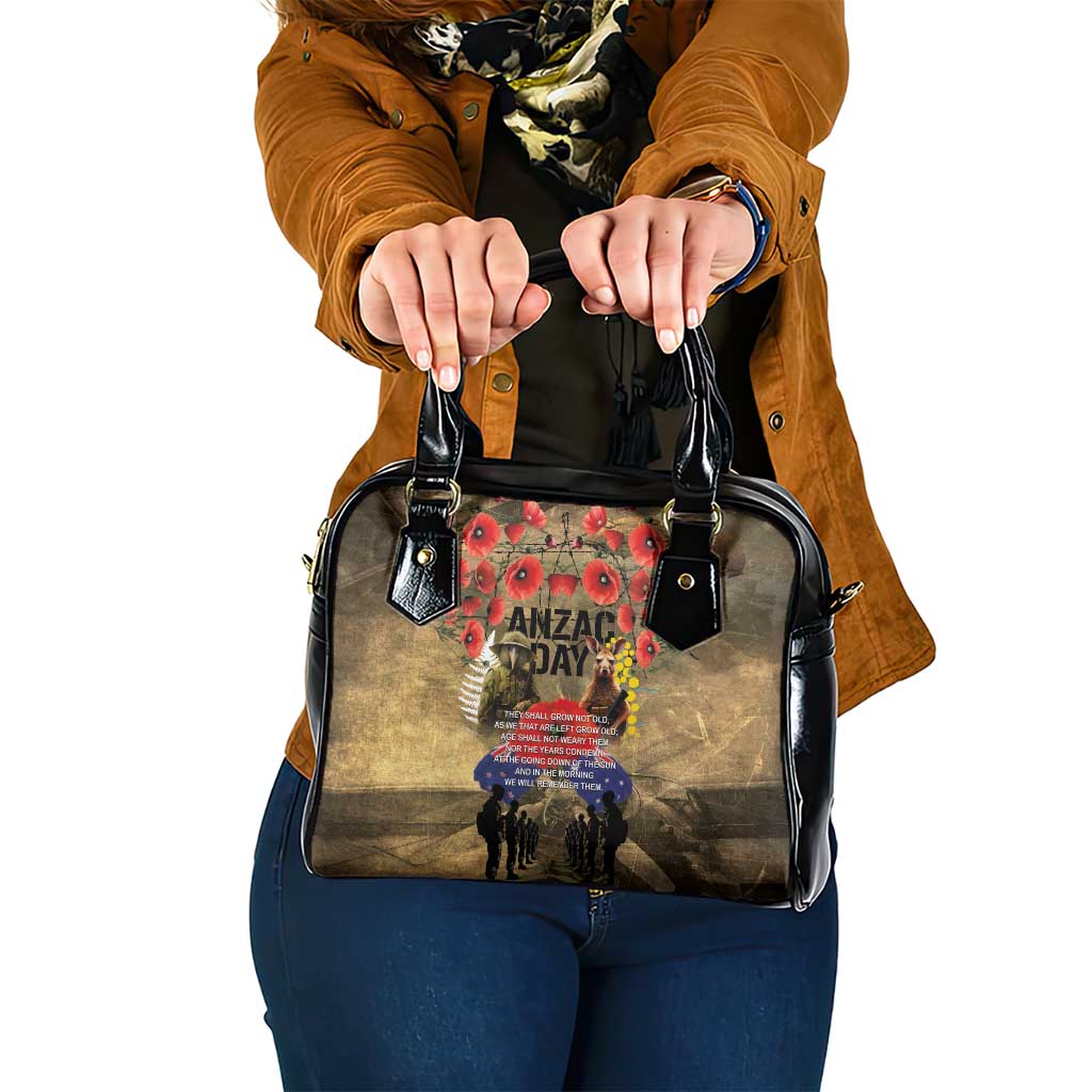 Australia and New Zealand ANZAC Day Shoulder Handbag Kangaroo and Kiwi Bird Soldier-Honor and Remember Vintage Style LT03 One Size Beige - Polynesian Pride