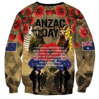 Australia and New Zealand ANZAC Day Sweatshirt Kangaroo and Kiwi Bird Soldier-Honor and Remember Vintage Style LT03 - Polynesian Pride