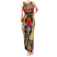 Australia and New Zealand ANZAC Day Tank Maxi Dress Kangaroo and Kiwi Bird Soldier-Honor and Remember Vintage Style LT03 Women Beige - Polynesian Pride