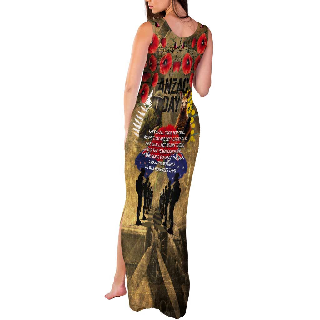 Australia and New Zealand ANZAC Day Tank Maxi Dress Kangaroo and Kiwi Bird Soldier-Honor and Remember Vintage Style LT03 - Polynesian Pride