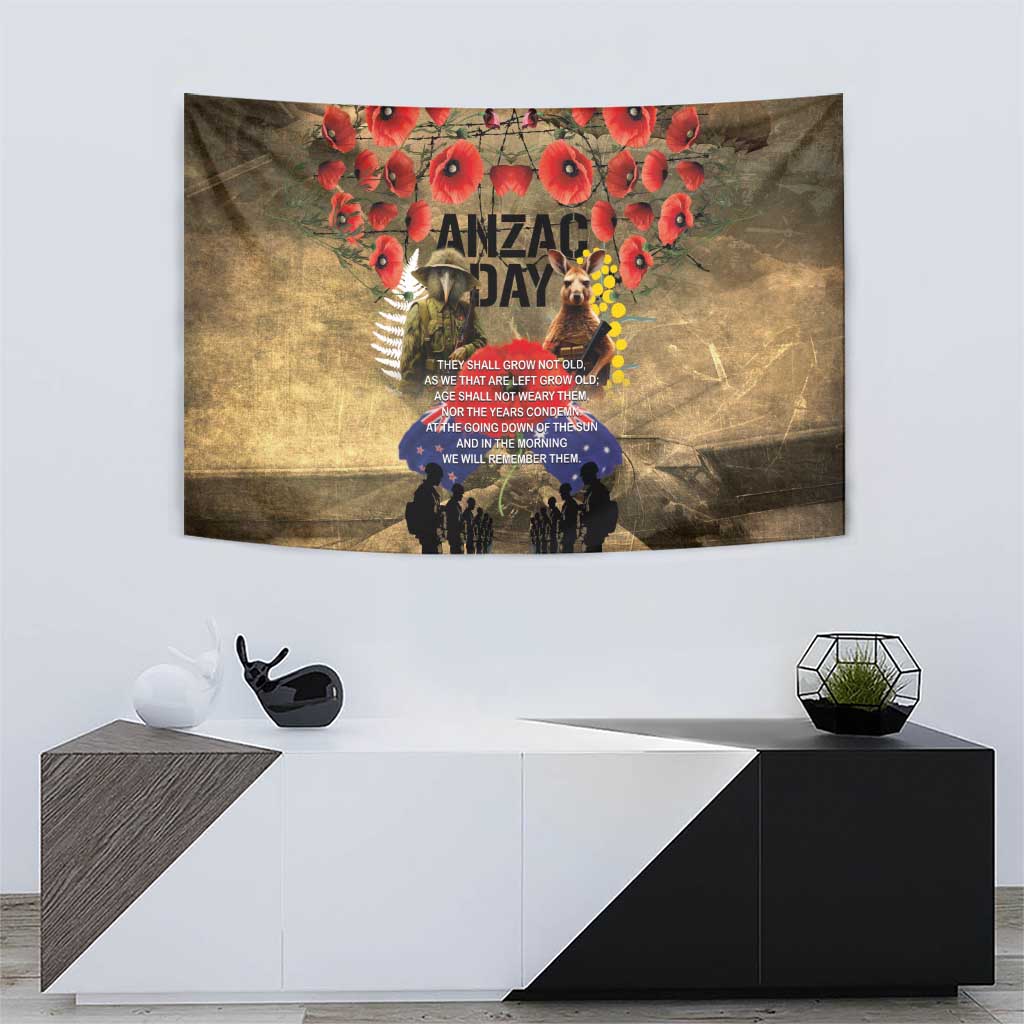 Australia and New Zealand ANZAC Day Tapestry Kangaroo and Kiwi Bird Soldier-Honor and Remember Vintage Style LT03 - Polynesian Pride
