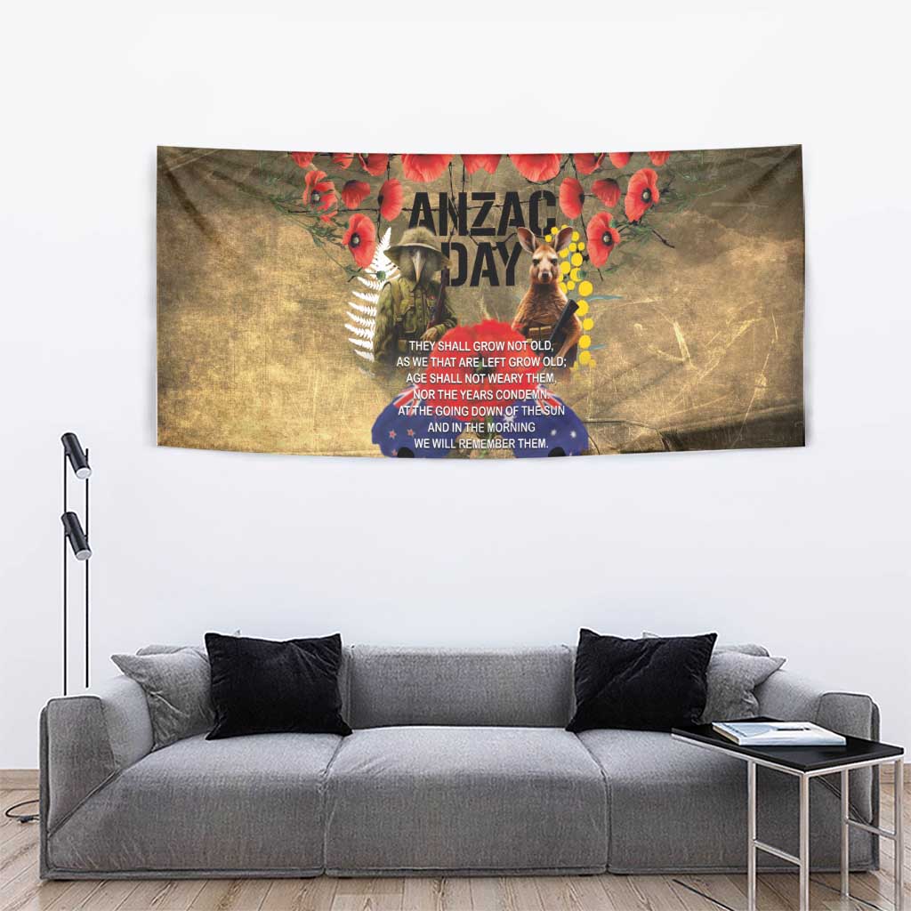 Australia and New Zealand ANZAC Day Tapestry Kangaroo and Kiwi Bird Soldier-Honor and Remember Vintage Style LT03 - Polynesian Pride