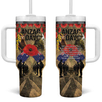 Australia and New Zealand ANZAC Day Tumbler With Handle Kangaroo and Kiwi Bird Soldier-Honor and Remember Vintage Style LT03 One Size: 40 oz Beige - Polynesian Pride
