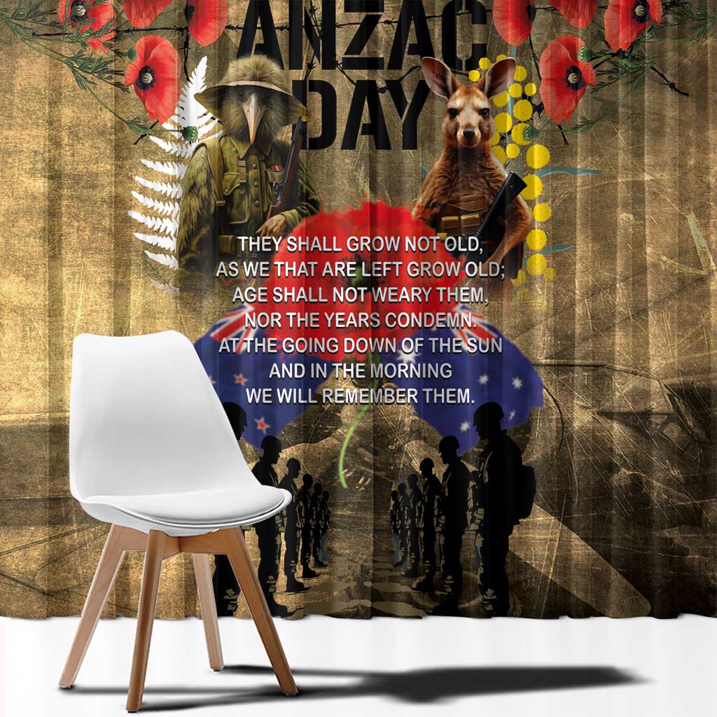 Australia and New Zealand ANZAC Day Window Curtain Kangaroo and Kiwi Bird Soldier-Honor and Remember Vintage Style LT03 - Polynesian Pride