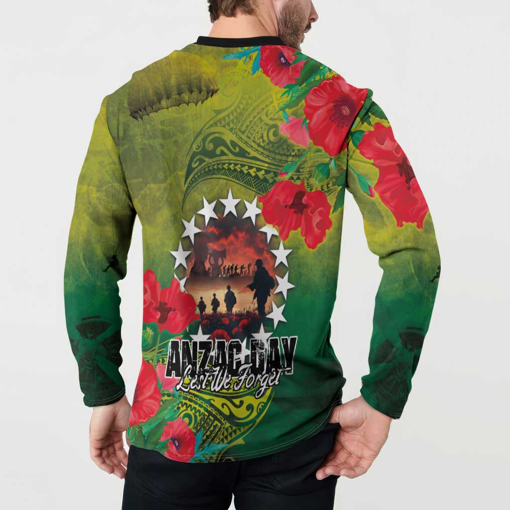 Cook Islands ANDAC Day Button Sweatshirt Honor and Remember Soliders-Forever in My Thoughts Grunge Style