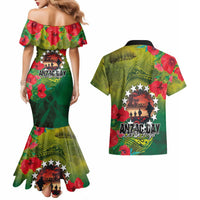 Cook Islands ANDAC Day Couples Matching Mermaid Dress and Hawaiian Shirt Honor and Remember Soliders-Forever in My Thoughts Grunge Style LT03 - Polynesian Pride