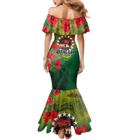 Cook Islands ANDAC Day Family Matching Mermaid Dress and Hawaiian Shirt Honor and Remember Soliders-Forever in My Thoughts Grunge Style LT03 - Polynesian Pride