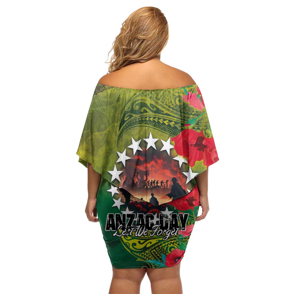 Cook Islands ANDAC Day Family Matching Off Shoulder Short Dress and Hawaiian Shirt Honor and Remember Soliders-Forever in My Thoughts Grunge Style LT03 - Polynesian Pride