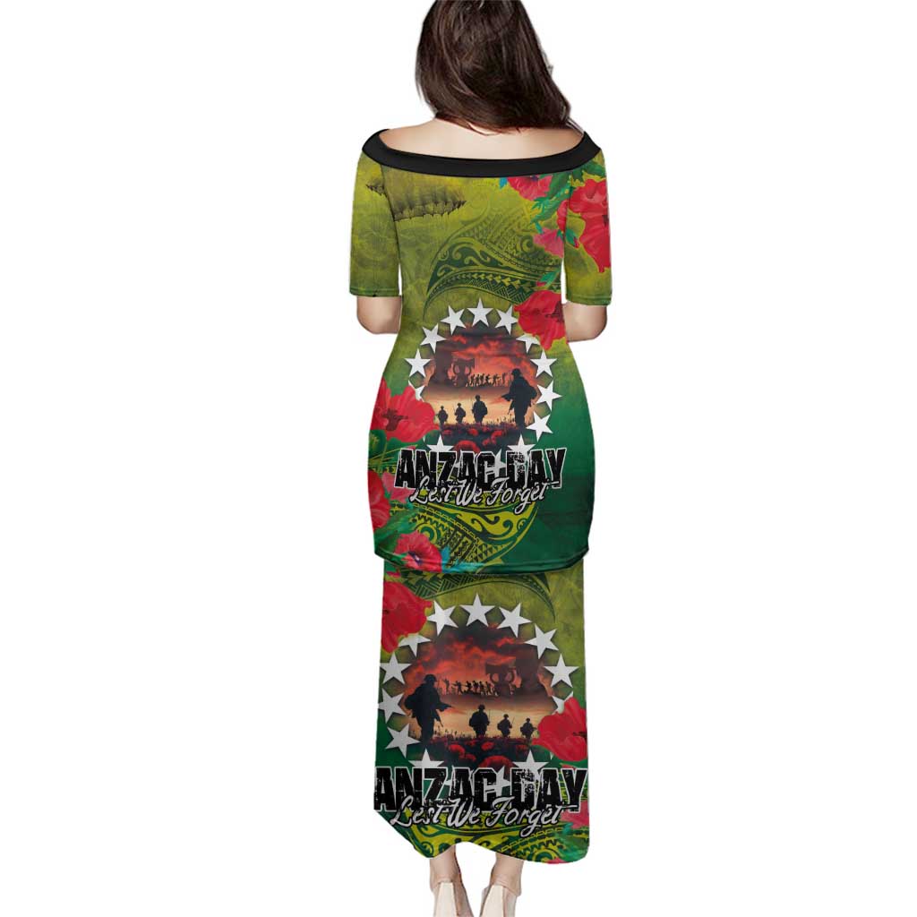 Cook Islands ANDAC Day Family Matching Puletasi and Hawaiian Shirt Honor and Remember Soliders-Forever in My Thoughts Grunge Style LT03 - Polynesian Pride