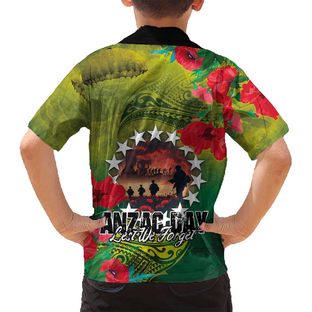 Cook Islands ANDAC Day Family Matching Tank Maxi Dress and Hawaiian Shirt Honor and Remember Soliders-Forever in My Thoughts Grunge Style LT03 - Polynesian Pride
