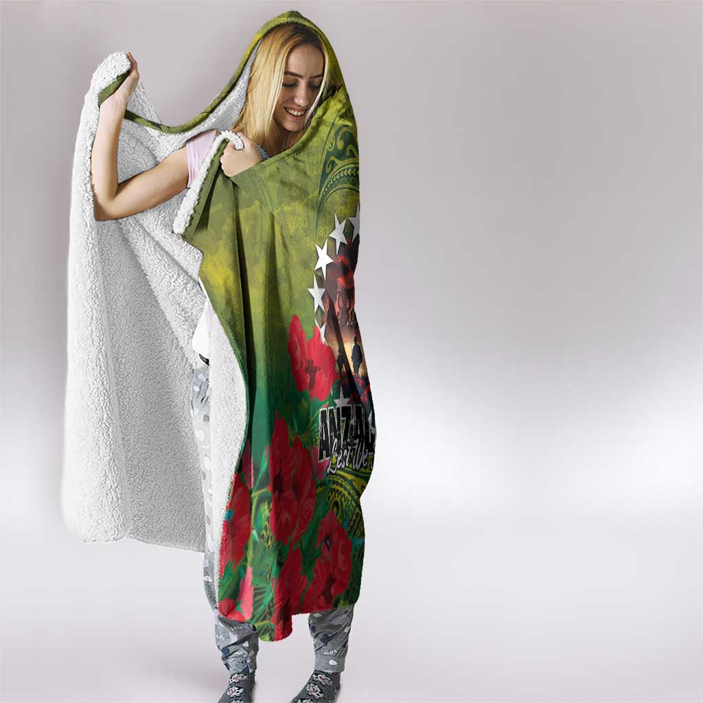Cook Islands ANDAC Day Hooded Blanket Honor and Remember Soliders-Forever in My Thoughts Grunge Style