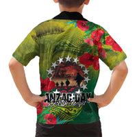 Cook Islands ANDAC Day Kid Hawaiian Shirt Honor and Remember Soliders-Forever in My Thoughts Grunge Style LT03 - Polynesian Pride