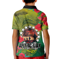 Cook Islands ANDAC Day Kid Polo Shirt Honor and Remember Soliders-Forever in My Thoughts Grunge Style LT03 - Polynesian Pride