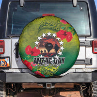 Cook Islands ANDAC Day Spare Tire Cover Honor and Remember Soliders-Forever in My Thoughts Grunge Style LT03 Green-Yellow - Polynesian Pride