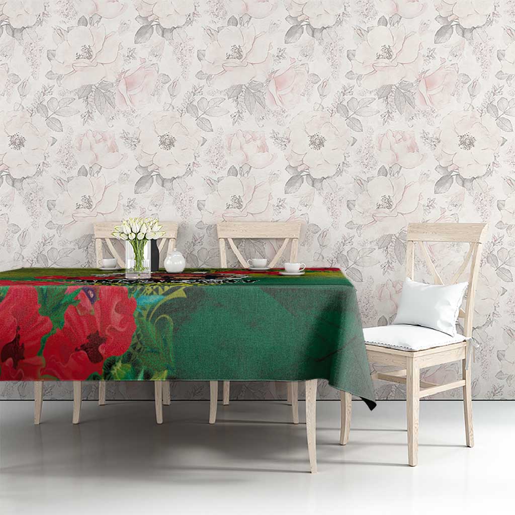 Cook Islands ANDAC Day Tablecloth Honor and Remember Soliders-Forever in My Thoughts Grunge Style