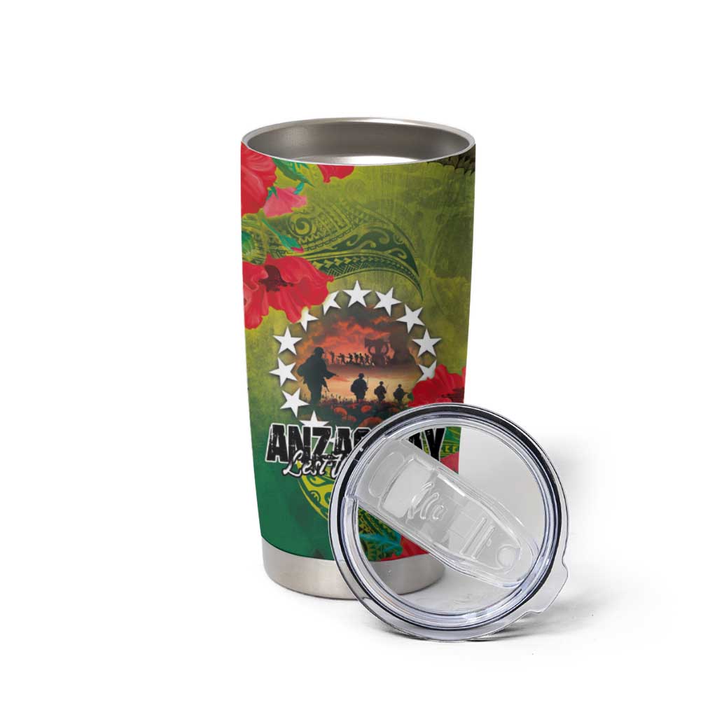 Cook Islands ANDAC Day Tumbler Cup Honor and Remember Soliders-Forever in My Thoughts Grunge Style