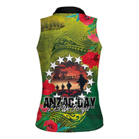 Cook Islands ANDAC Day Women Sleeveless Polo Shirt Honor and Remember Soliders-Forever in My Thoughts Grunge Style LT03 - Polynesian Pride