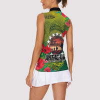 Cook Islands ANDAC Day Women Sleeveless Polo Shirt Honor and Remember Soliders-Forever in My Thoughts Grunge Style LT03 - Polynesian Pride