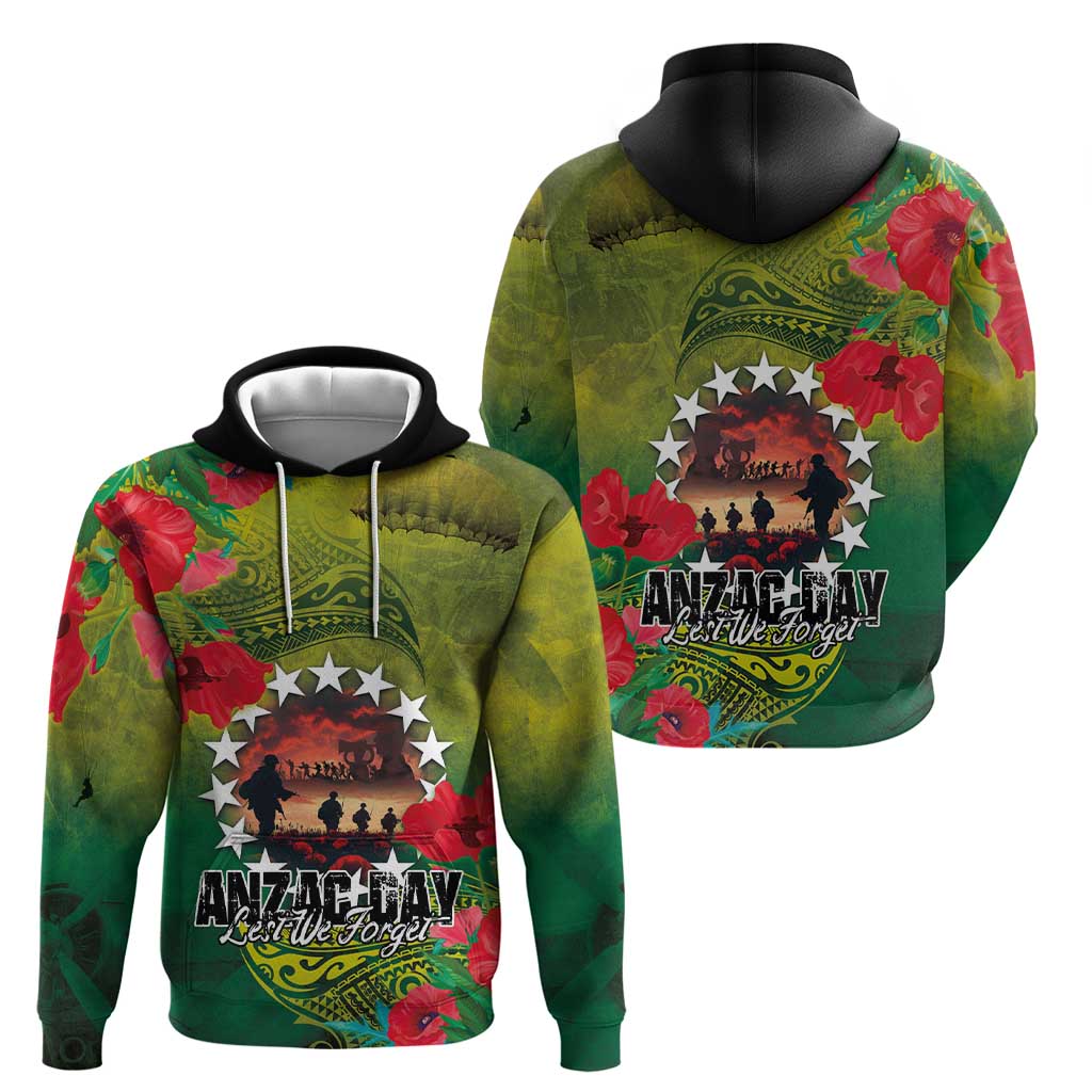 Cook Islands ANDAC Day Zip Hoodie Honor and Remember Soliders-Forever in My Thoughts Grunge Style