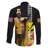 Hawaii King Kamehameha Day Family Matching Long Sleeve Bodycon Dress and Hawaiian Shirt Kanaka Maoli Hibiscus Flower and Kakau Pattern LT03 - Polynesian Pride