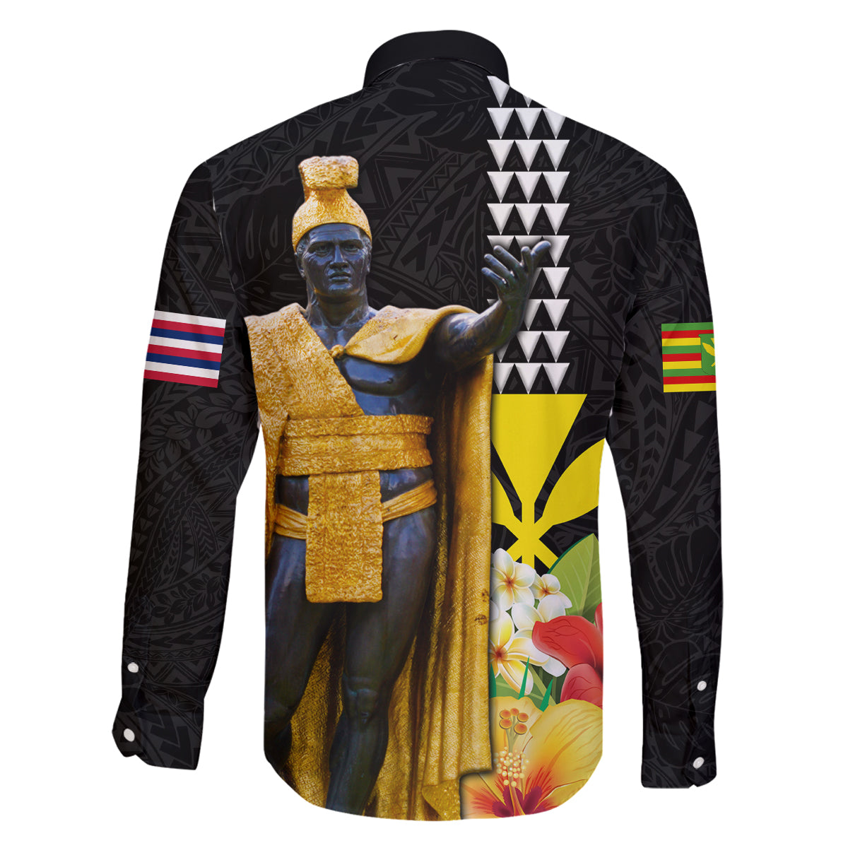 Hawaii King Kamehameha Day Family Matching Off Shoulder Maxi Dress and Hawaiian Shirt Kanaka Maoli Hibiscus Flower and Kakau Pattern LT03 - Polynesian Pride