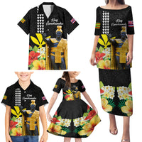 Hawaii King Kamehameha Day Family Matching Puletasi and Hawaiian Shirt Kanaka Maoli Hibiscus Flower and Kakau Pattern LT03 - Polynesian Pride