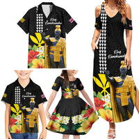 Hawaii King Kamehameha Day Family Matching Summer Maxi Dress and Hawaiian Shirt Kanaka Maoli Hibiscus Flower and Kakau Pattern LT03 - Polynesian Pride