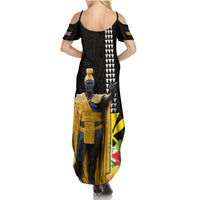 Hawaii King Kamehameha Day Family Matching Summer Maxi Dress and Hawaiian Shirt Kanaka Maoli Hibiscus Flower and Kakau Pattern LT03 - Polynesian Pride