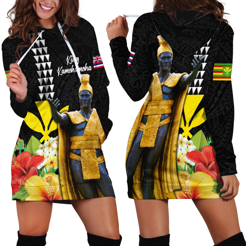 Hawaii King Kamehameha Day Hoodie Dress Kanaka Maoli Hibiscus Flower and Kakau Pattern LT03 - Polynesian Pride