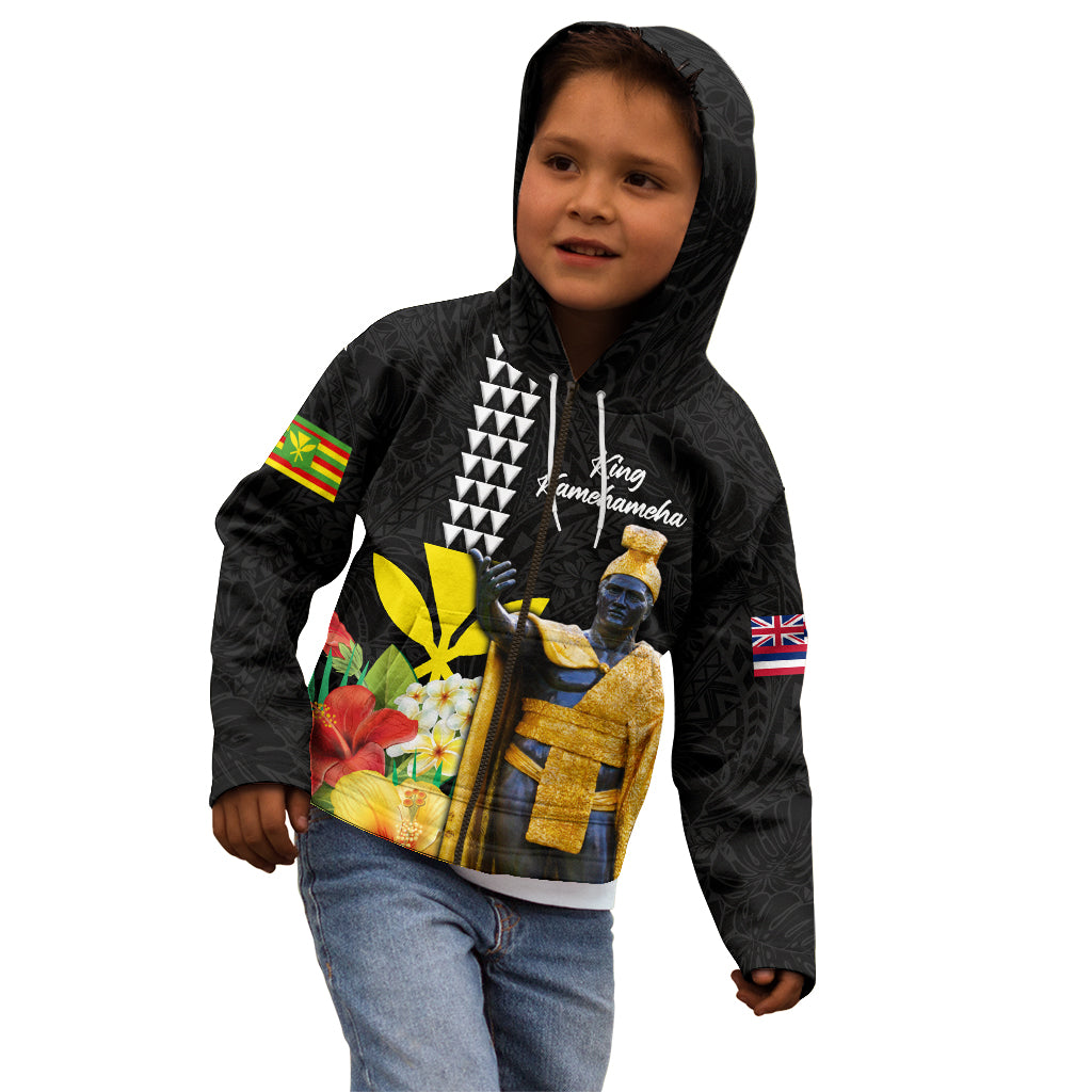 Hawaii King Kamehameha Day Kid Hoodie Kanaka Maoli Hibiscus Flower and Kakau Pattern LT03 - Polynesian Pride