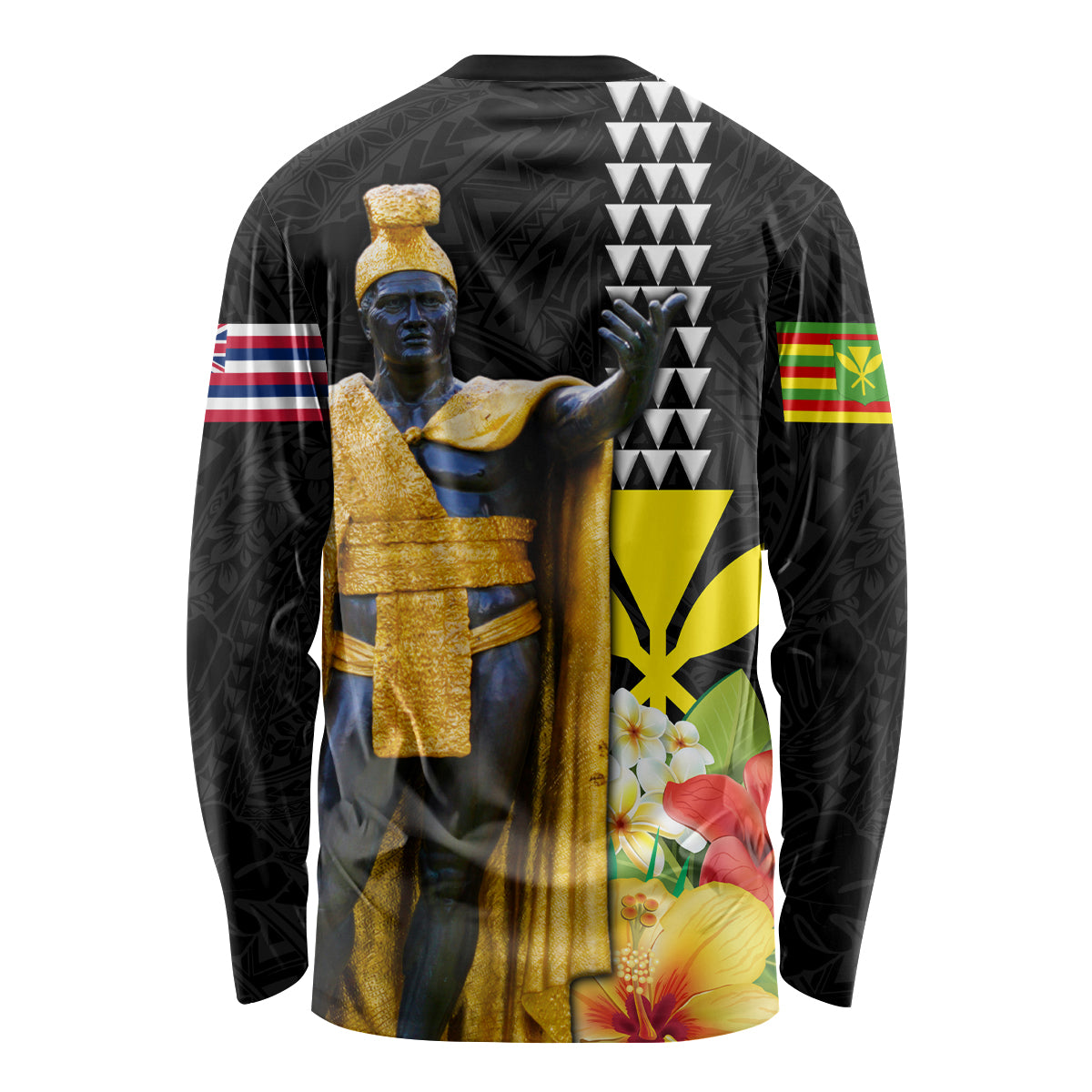 Hawaii King Kamehameha Day Long Sleeve Shirt Kanaka Maoli Hibiscus Flower and Kakau Pattern LT03 - Polynesian Pride
