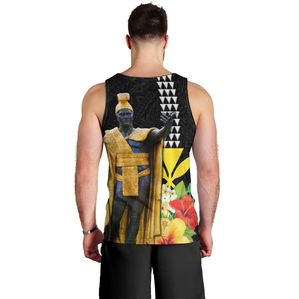 Hawaii King Kamehameha Day Men Tank Top Kanaka Maoli Hibiscus Flower and Kakau Pattern LT03 - Polynesian Pride