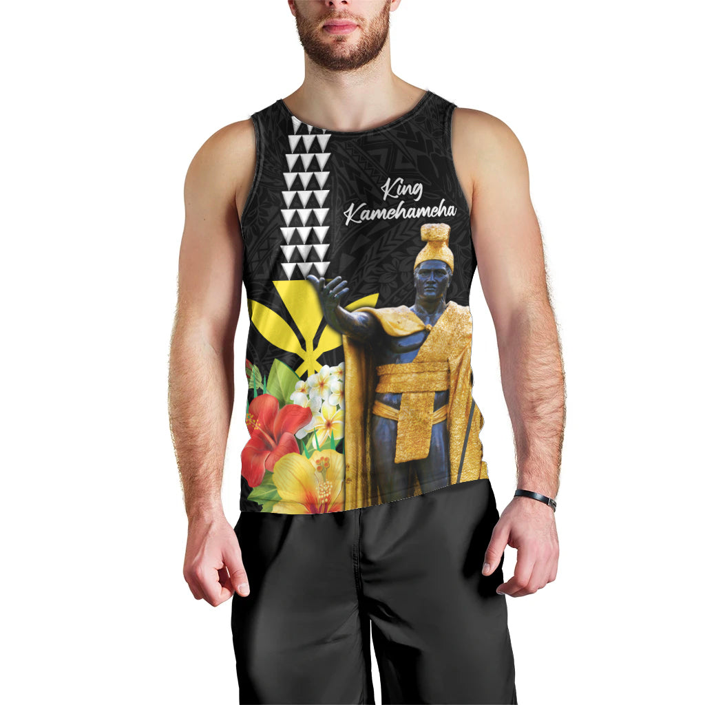 Hawaii King Kamehameha Day Men Tank Top Kanaka Maoli Hibiscus Flower and Kakau Pattern LT03 - Polynesian Pride