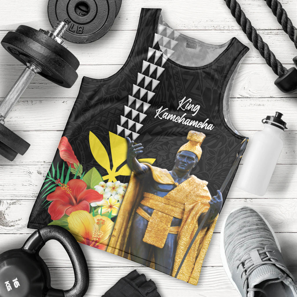 Hawaii King Kamehameha Day Men Tank Top Kanaka Maoli Hibiscus Flower and Kakau Pattern LT03 - Polynesian Pride