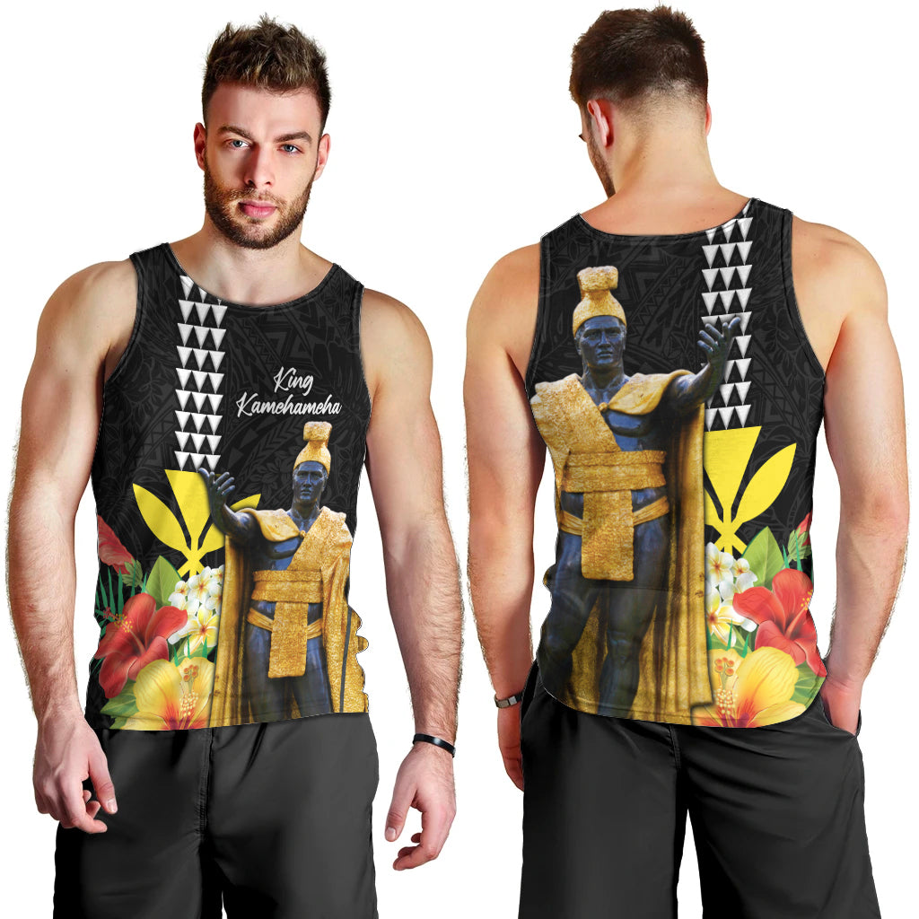 Hawaii King Kamehameha Day Men Tank Top Kanaka Maoli Hibiscus Flower and Kakau Pattern LT03 - Polynesian Pride