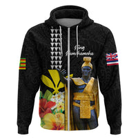 Hawaii King Kamehameha Day Zip Hoodie Kanaka Maoli Hibiscus Flower and Kakau Pattern LT03 Zip Hoodie Black - Polynesian Pride