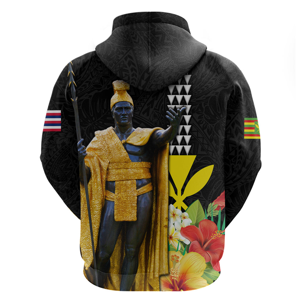 Hawaii King Kamehameha Day Zip Hoodie Kanaka Maoli Hibiscus Flower and Kakau Pattern LT03 - Polynesian Pride