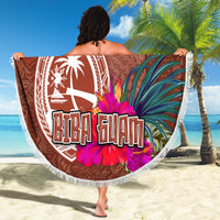 Chamorro Biba Guam Beach Blanket Latte Stone Tribal and Hibiscus Flower Tapa Pattern LT03 - Polynesian Pride