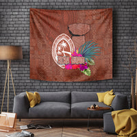Chamorro Biba Guam Tapestry Latte Stone Tribal and Hibiscus Flower Tapa Pattern