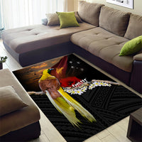 Papua New Guinea Remembrance Day Area Rug Bird of Paradise Plumeria Flower and Polynesian Pattern LT03 - Polynesian Pride